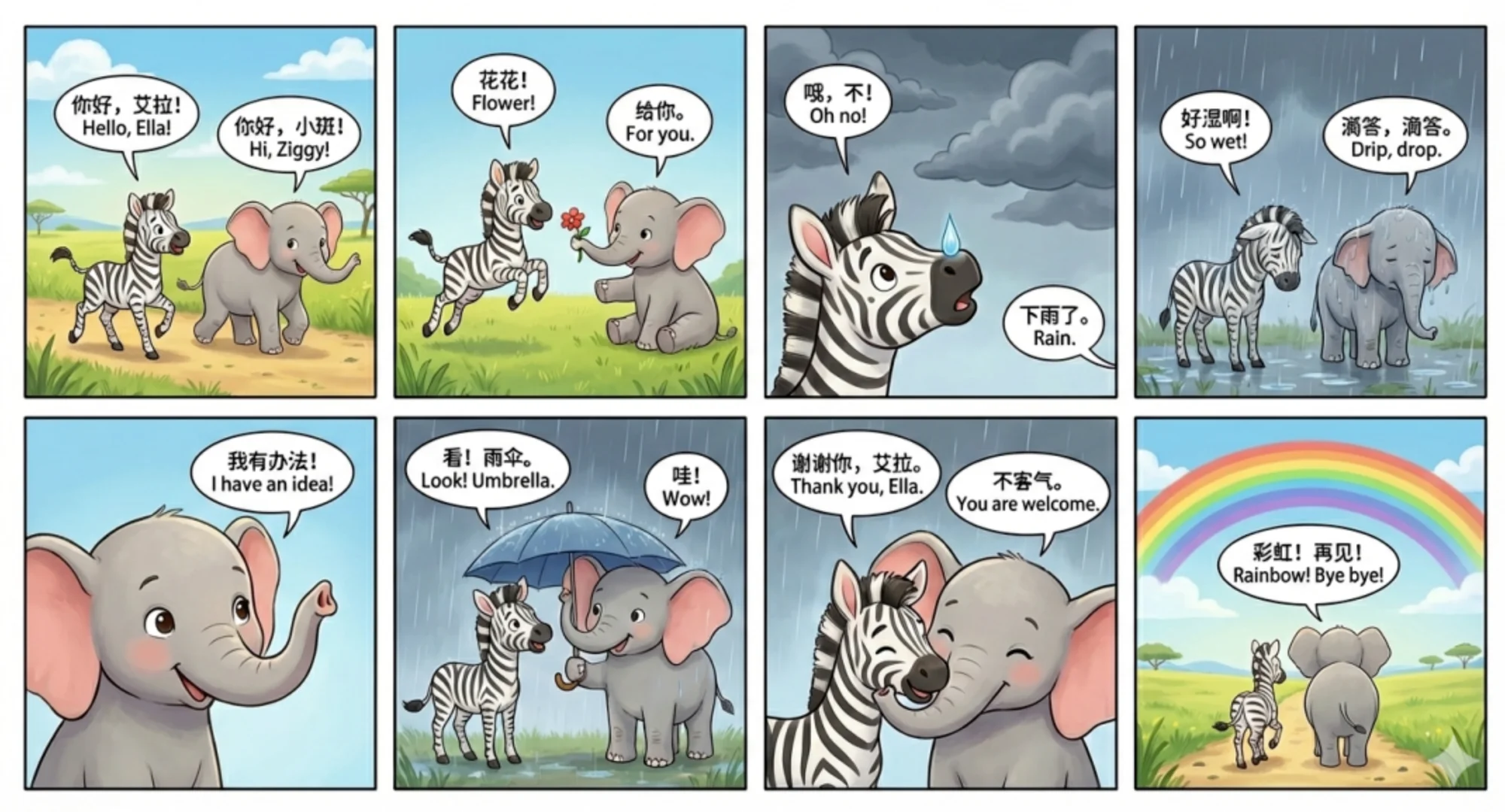 Bilingual Children's Comic Strip Creation