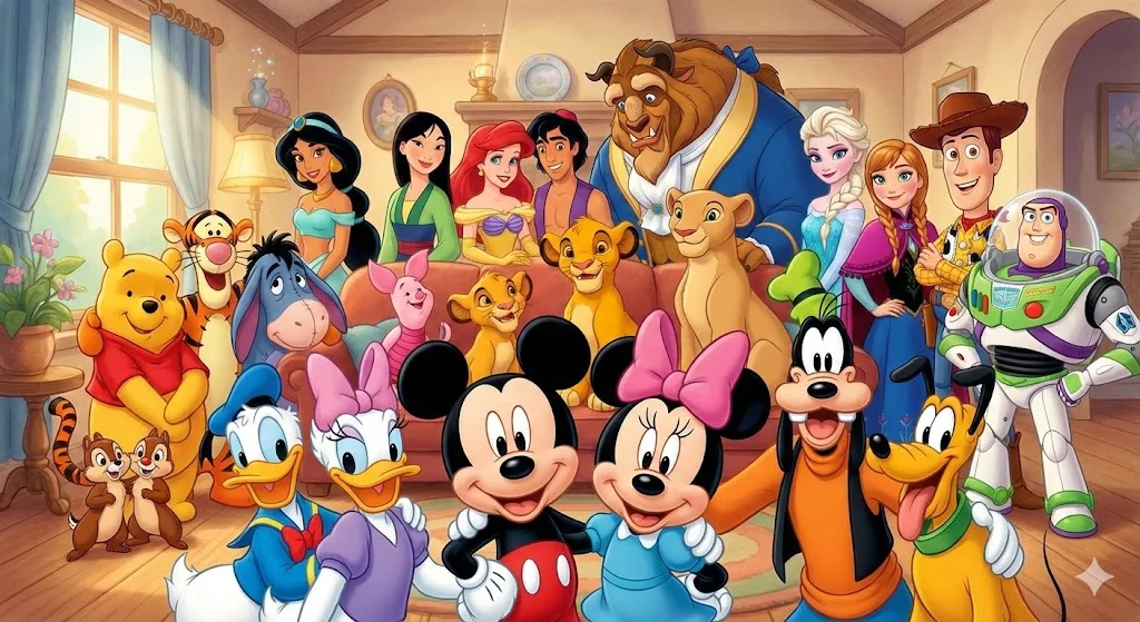 Disney animated character family portraits