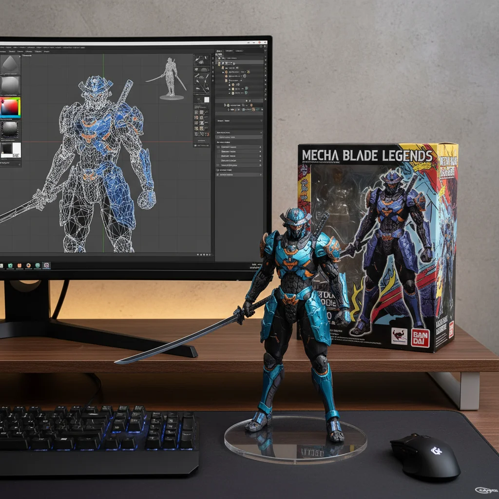 Toy Product Display Scene with Modeling Process and Packaging