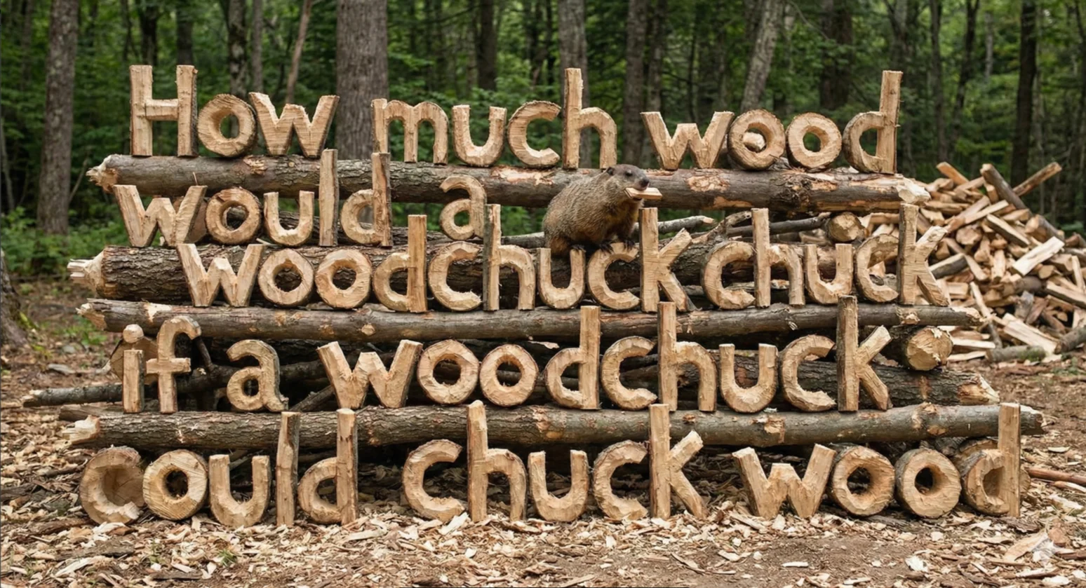 Text visualization images created from woodchuck-themed phrases